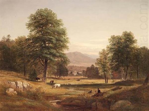 Peaceful afternoon with sheep and cows., Samuel Lancaster Gerry